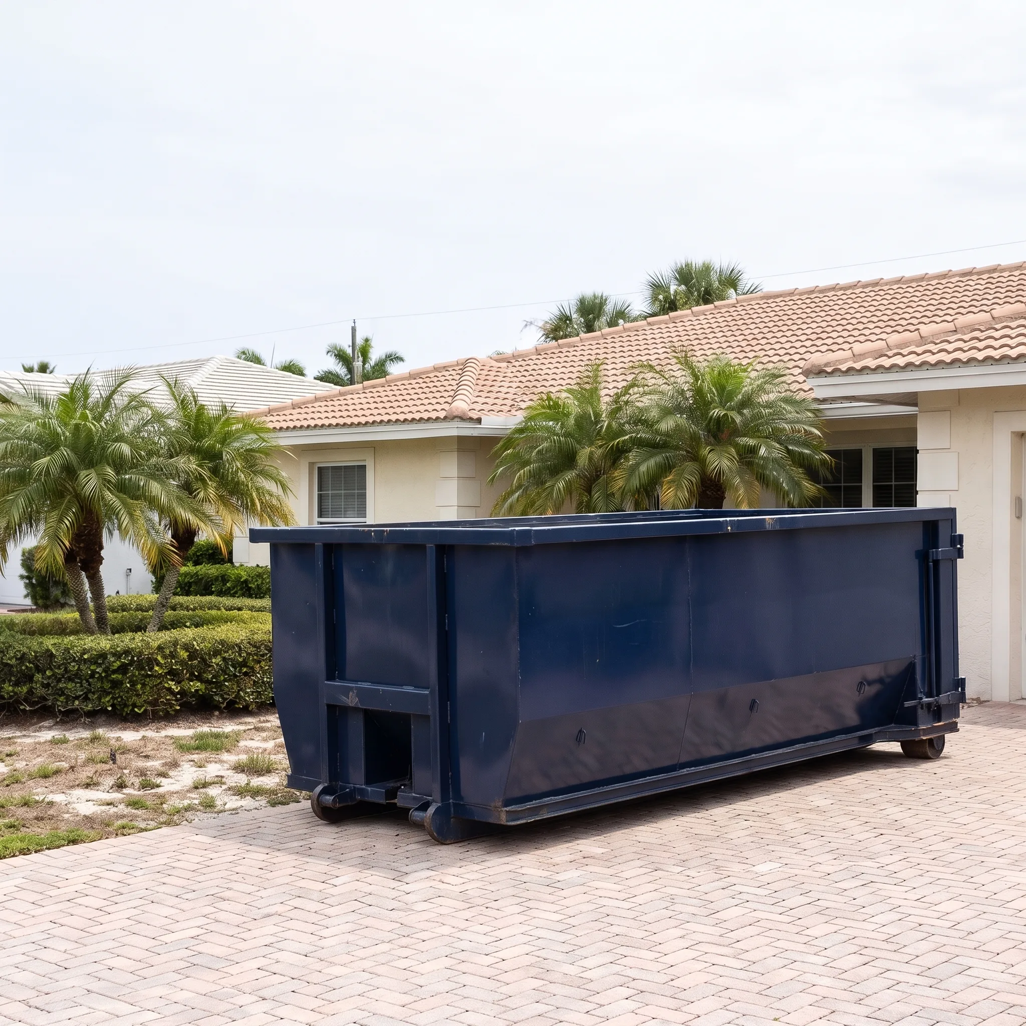 Roll-off dumpster on a Florida job site
