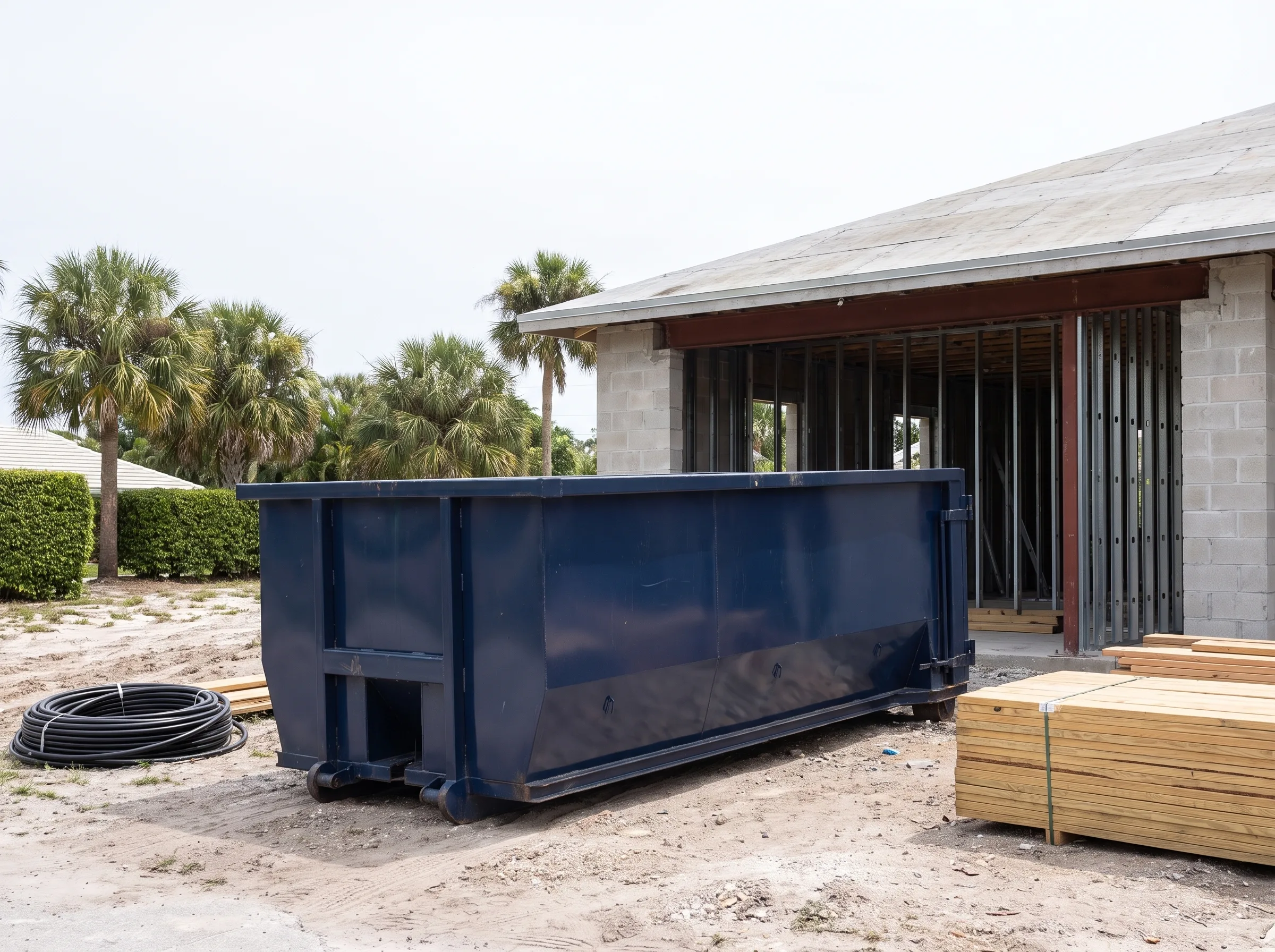 Roll-off dumpster being loaded in Florida