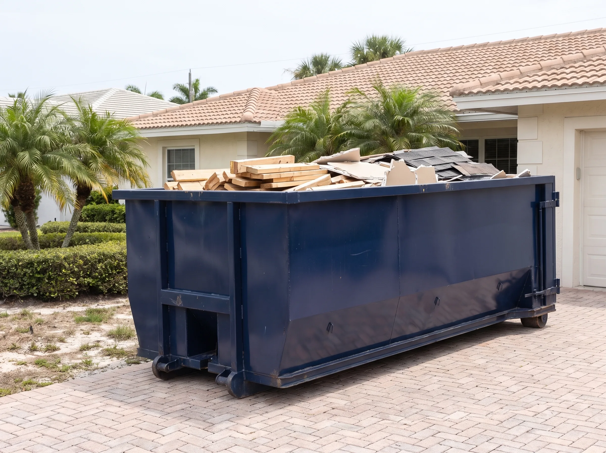 Roll-off dumpster being loaded in Hendry County, FL